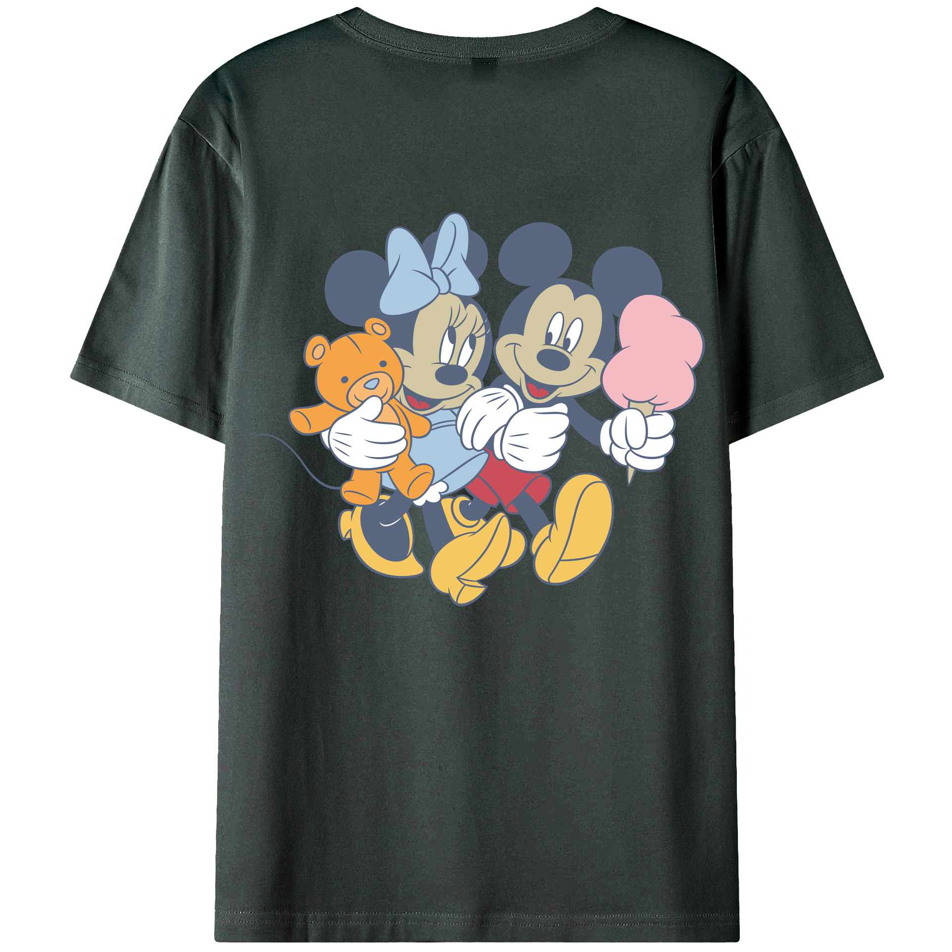 ミッキーマウス Mickey Mouse 綿100％ メンズ半袖Tシャツ（バックプリント） 通気性